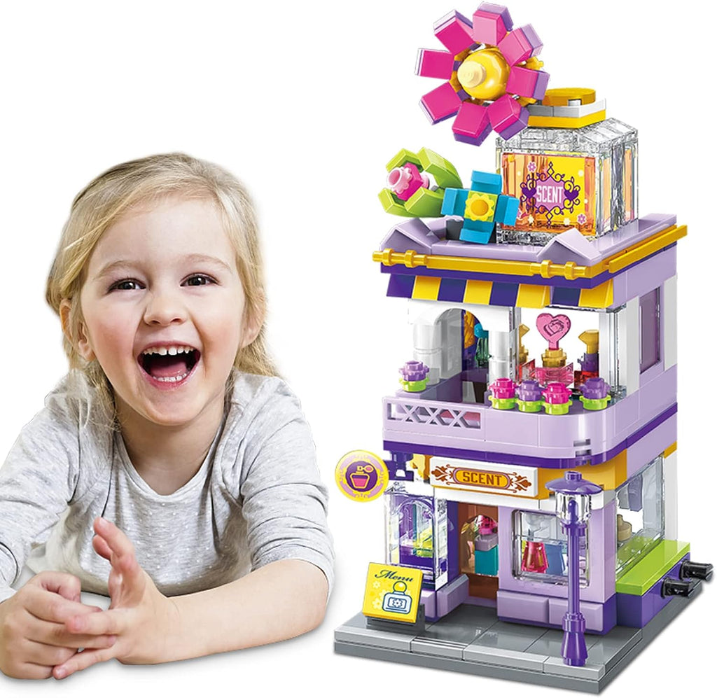 Building Blocks Toys for Girls, Educational Construction STEM Toys Building Playset, Fragrance Store House Building Kits, Mini City Building Sets, Building Bricks Creative Gifts for Kids(306 PCS)