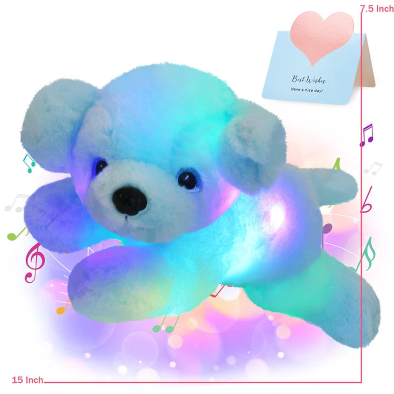 20-60Cm Kawaii Luminous Stuffed Animal Rainbow Elephant Glow Plush Toys with LED Night Music Lights Lullabies Gifts for Kids