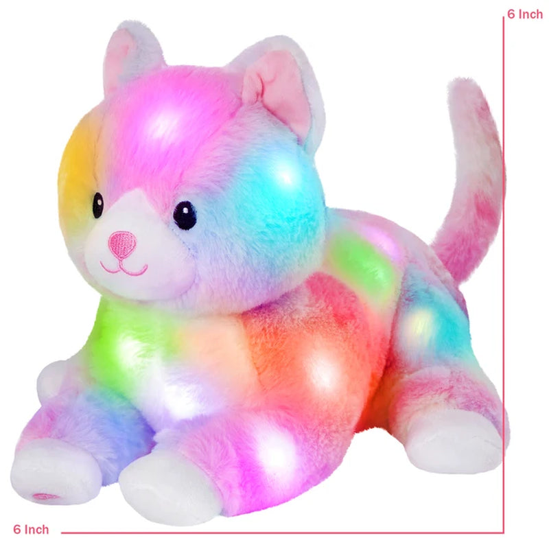 20-60Cm Kawaii Luminous Stuffed Animal Rainbow Elephant Glow Plush Toys with LED Night Music Lights Lullabies Gifts for Kids