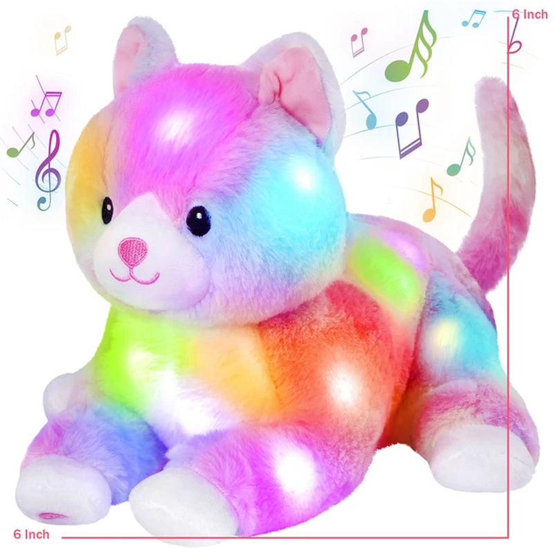 20-60Cm Kawaii Luminous Stuffed Animal Rainbow Elephant Glow Plush Toys with LED Night Music Lights Lullabies Gifts for Kids