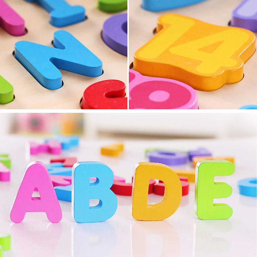 Wooden Alphabet Puzzle Toys, ABC Letter & Number Puzzle for Toddlers 18+ Months Old, Preschool Learning Toys for Kids, Educational Name Puzzle Gift for Boys and Girls (Alphabet Puzzle)