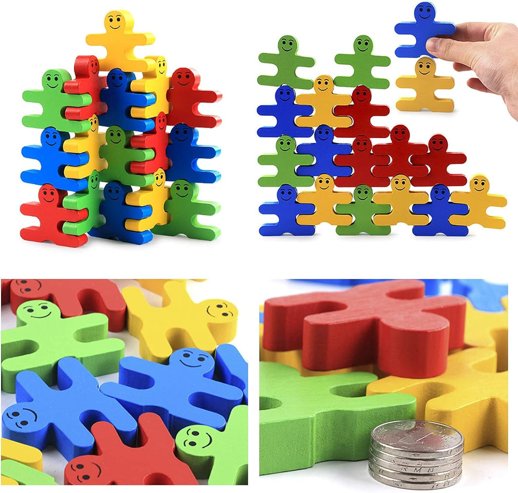 Building Blocks for Toddlers Age 3-6, Balance Villain Wooden Blocks Toys for Toddler Montessori Toys for 3-6 Year Old Boys Girls Birthday Christmas Xmas Gifts for Kids Age 3-6