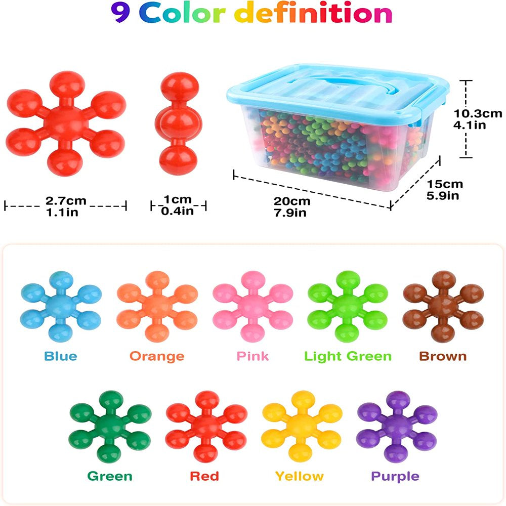 300 Pieces Building Blocks Kids STEM Toys Educational Building Toys Interlocking Solid Plastic Preschool Building Sets Solid Plastic Discs Sets Creativity Toys for Boys and Girls Aged 3+