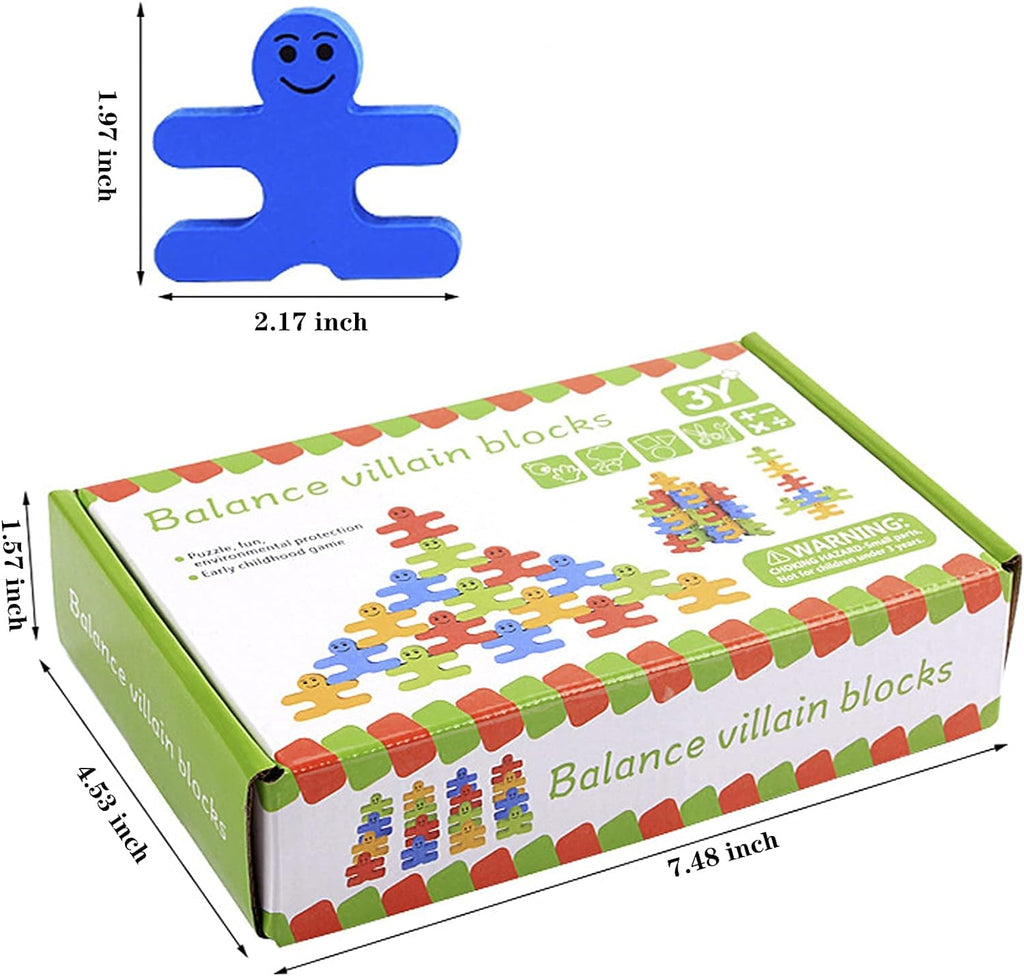 Building Blocks for Toddlers Age 3-6, Balance Villain Wooden Blocks Toys for Toddler Montessori Toys for 3-6 Year Old Boys Girls Birthday Christmas Xmas Gifts for Kids Age 3-6